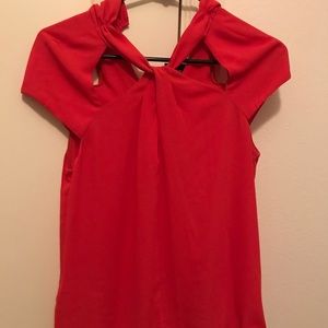 BCBG Orange Short Sleeve Blouse